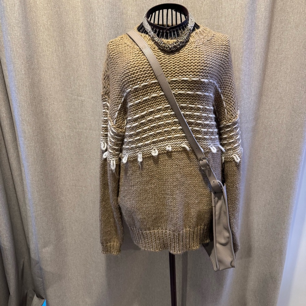 Anthropologie Elsamanda Italian Wool Alpaca Striped Sweater S Oversized Chunky - Picture 5 of 11